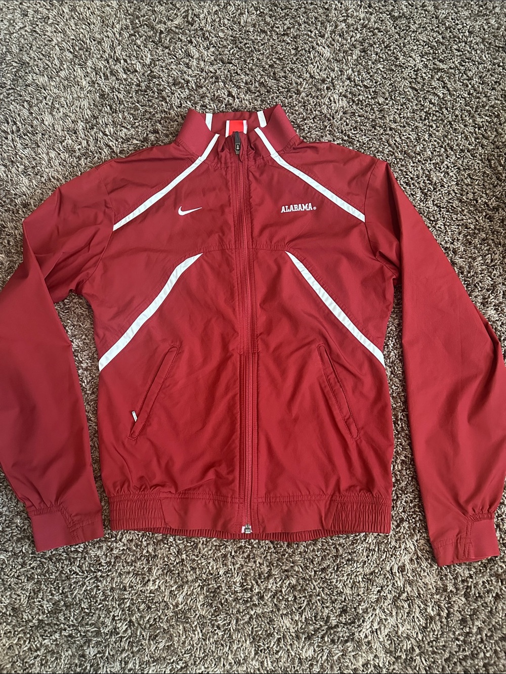 Nike Red Full-Zip Alabama Windbreaker Jacket with White Accents